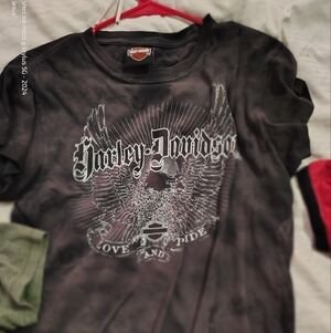 Harley-Davidson Black Long Sleeve Graphic Tee with White Eagle Motif